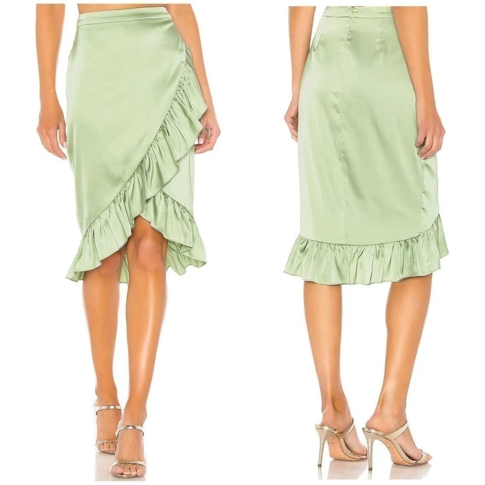 NBD Stella Mint Green Ruffle Midi Skirt